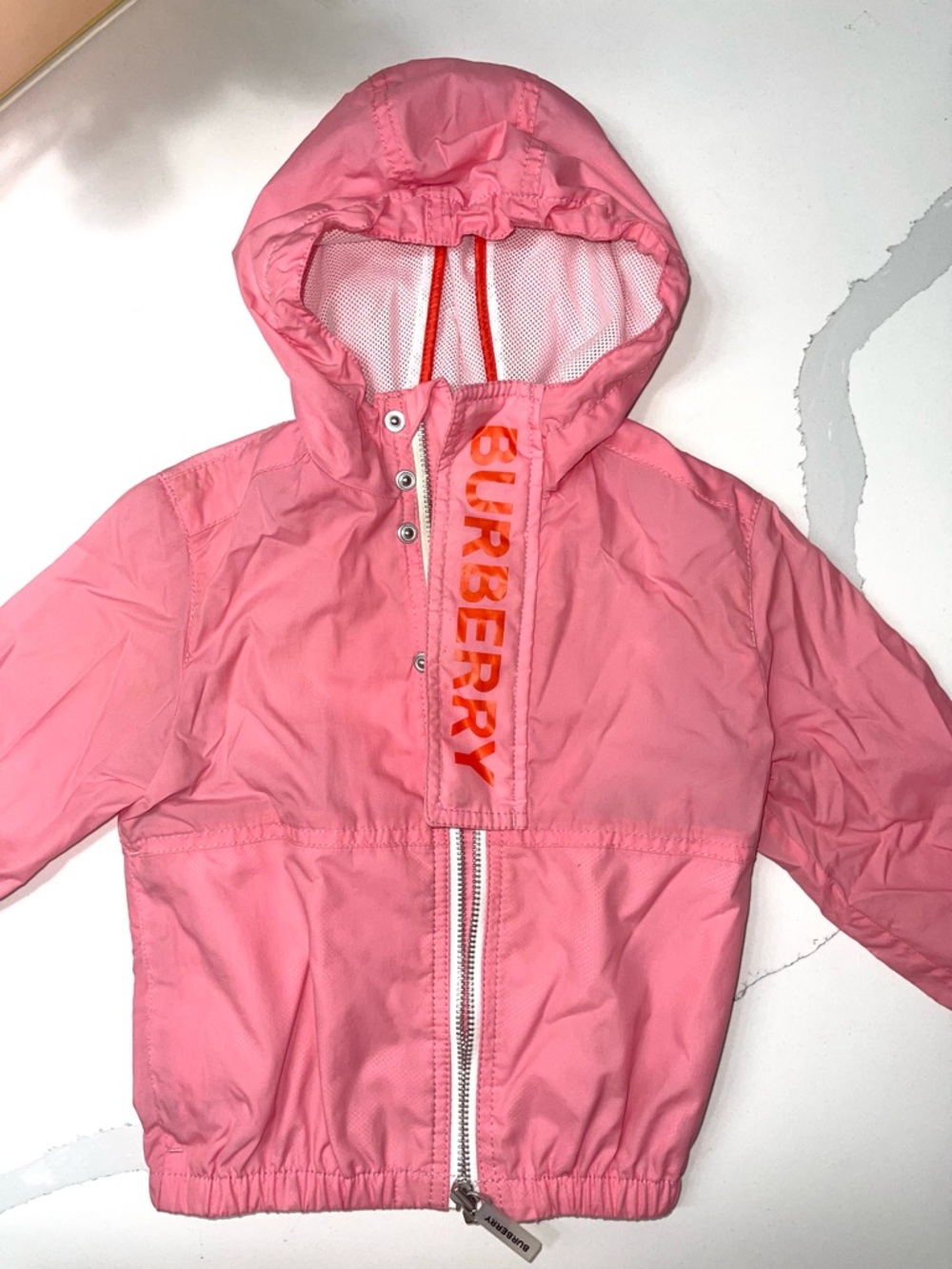 Burberry Pink Children's Hooded Jacket with Red Trim